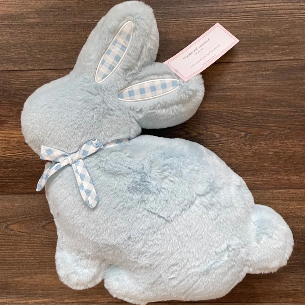 Cupcakes & Cashmere Easter Bunny Rabbit Shaped Accent Pillow Baby Blue New
